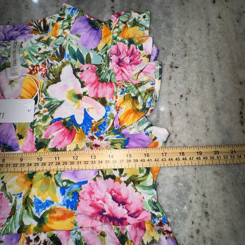 NWT Dear Scarlett Women's Sz Large Wrinkle Free Floral Dress Knee Length - Picture 3 of 6